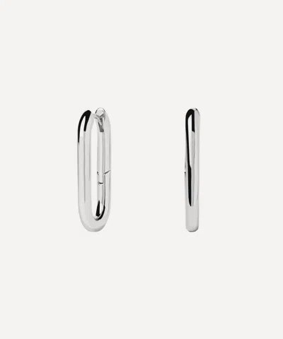 Pdpaola Rhodium-plated Beat Hoop Earrings