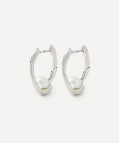 Pdpaola Rhodium-plated La Perla Aura Hoop Earrings In Silver