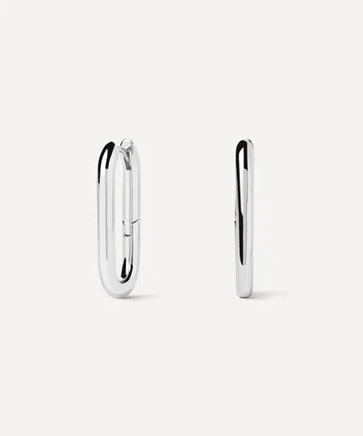 Pdpaola Sterling Silver Beat Hoop Earrings