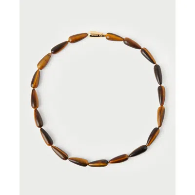 Pdpaola Tiger Eye Drop Necklace In Brown