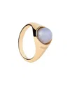 Pdpaola Agate Moon Ring In Blue/gold