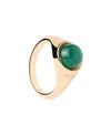 Pdpaola Aventurine Moon Ring In Green/gold