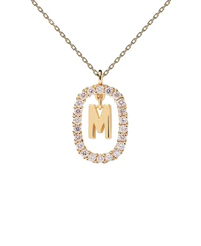 Pdpaola Diamonds And Gold Letter Necklace In Letter M