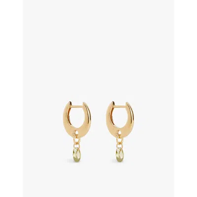 Pdpaola Womens Gold Lily 18ct Yellow-gold Plated Sterling-silver And Cubic Zirconia Huggie Earrings