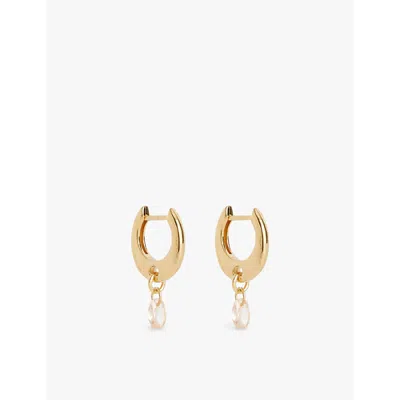 Pdpaola Womens Gold Peach Lily 18ct Yellow-gold Plated Sterling-silver And Cubic Zirconia Huggie Ear