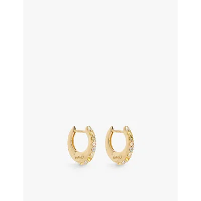 Pdpaola Womens Gold Vivi 18ct Yellow-gold Plated Sterling-silver And Cubic Zirconia Huggie Earrings