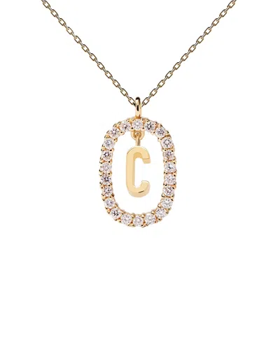 Pdpaola Diamonds And Gold Letter Necklace In Letter C