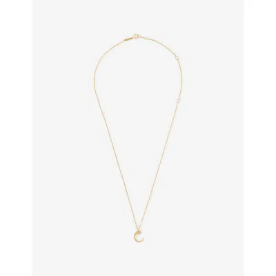 Pdpaola Womens Gold C Initial C 18ct Yellow Gold-plated Sterling-silver And Cubic Zirconia Pendant Necklace