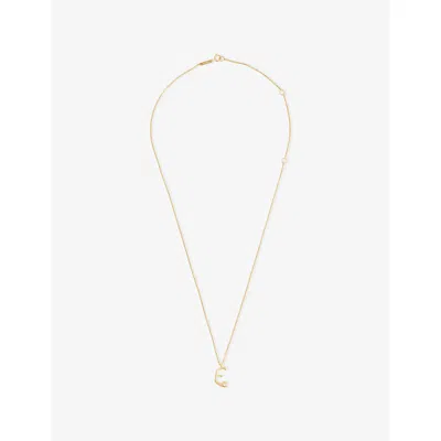 Pdpaola Womens Gold E Initial E 18ct Yellow Gold-plated Sterling-silver And Cubic Zirconia Pendant Necklace
