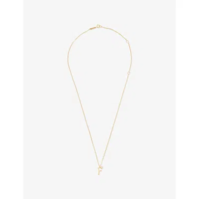 Pdpaola Womens Gold F Initial F 18ct Yellow Gold-plated Sterling-silver And Cubic Zirconia Pendant Necklace