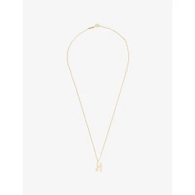 Pdpaola Womens Gold H Initial H 18ct Yellow Gold-plated Sterling-silver And Cubic Zirconia Pendant Necklace