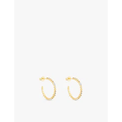Pdpaola Womens Lotus 18ct Yellow-gold Plated And Cubic Zirconia Hoop Earrings