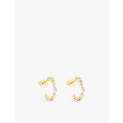 Pdpaola Womens Lotus Small 18ct Yellow-gold Plated 925 Sterling Silver And Cubic Zirconia Hoop Earrings