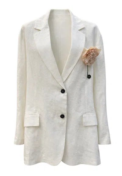 Pdr Blazer Woman  With Flower In White