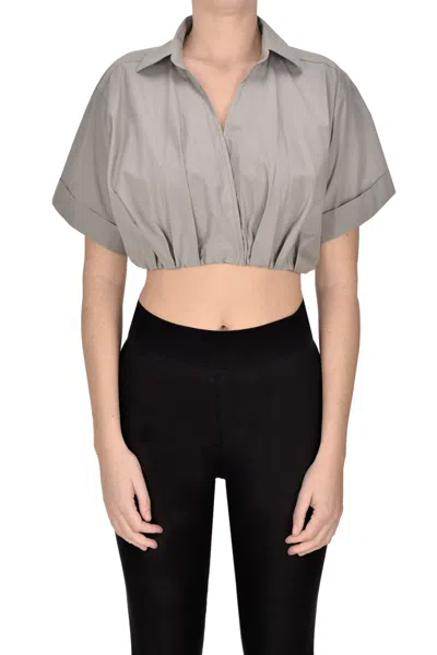 Pdr Phisique Du Role Cropped Cotton Blouse In Gray