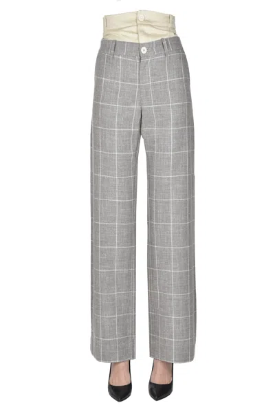 Pdr Phisique Du Role Textured Checked Print Trousers In Gray
