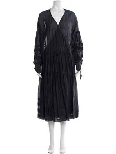 Pre-owned Pdr Phisique Du Role V-neck Long Dress In Blue