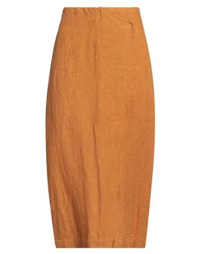 Pdr Phisique Du Role Woman Midi Skirt Rust Size 1 Linen In Red