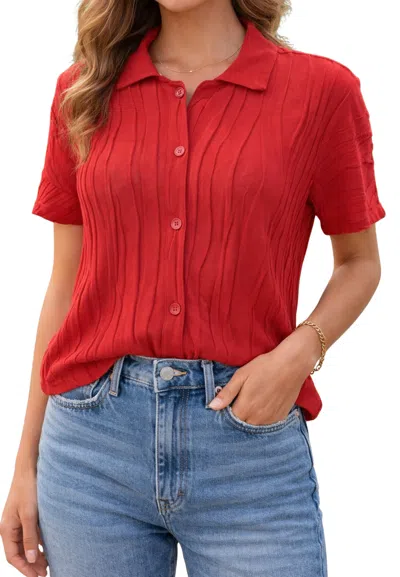 Pdr Women's Knit  Half Sleeve To Pole In Red