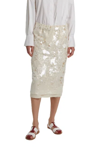 Pdr Women's Skirt  Pailettes In White
