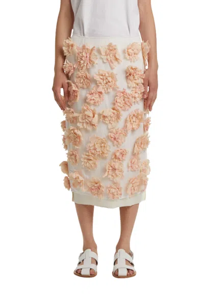 Pdr Women's Skirt  With 3d Flowers In Multi
