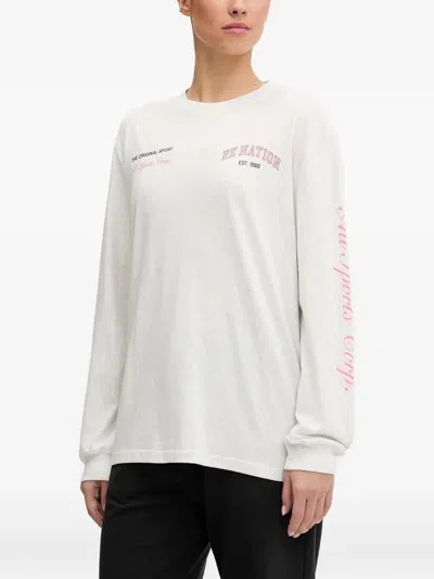 P.e Nation Base Long-sleeve T-shirt In White