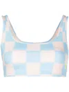 P.e Nation Checked Cut-out Sports Bra In 蓝色
