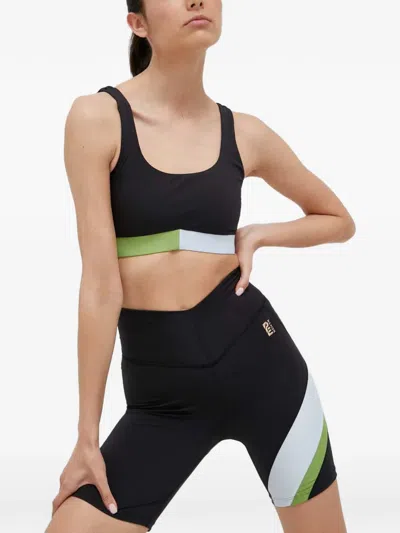 P.e Nation Colourblock Logo-embroidered Sports Bra In Black