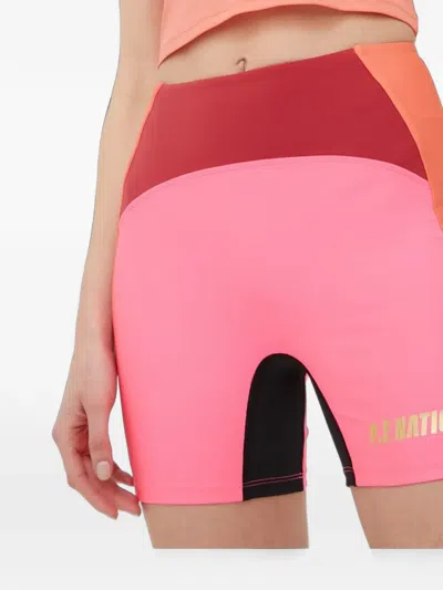 P.e Nation Colourblock Logo Shorts In Multi