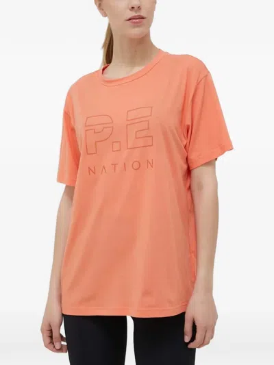 P.e Nation Embossed Cotton Logo T-shirt In Pink