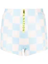 P.e Nation Escalade Checked Short Shorts In Blue