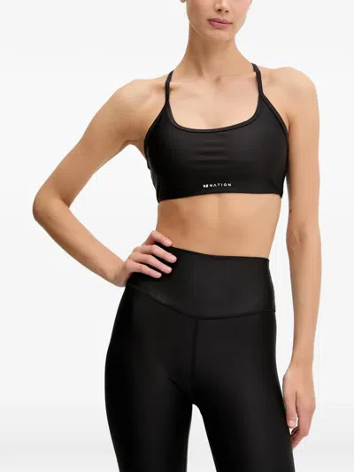 P.e Nation Fairmont Logo-print Racerback Sports Bra In Black