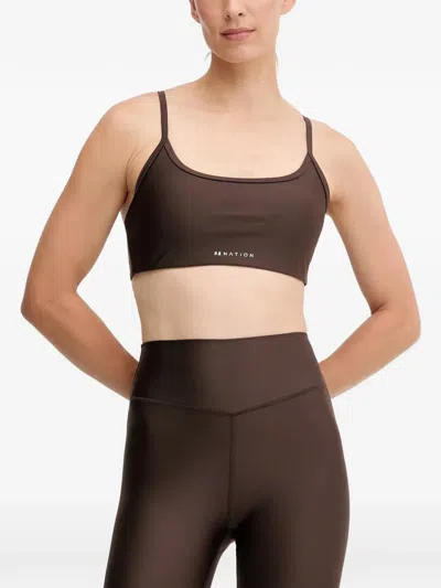 P.e Nation Fairmont Logo-print Racerback Sports Bra In Brown
