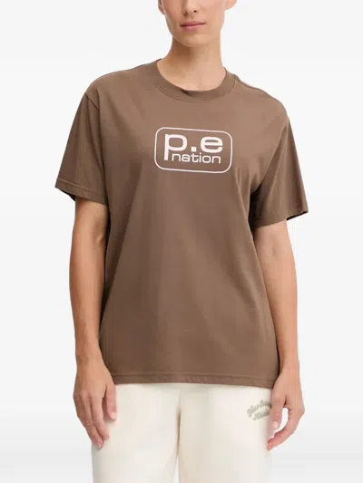 P.e Nation Flux Logo-print T-shirt In Brown