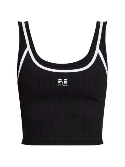 P.e Nation Forward Ribbed-knit Top In Black