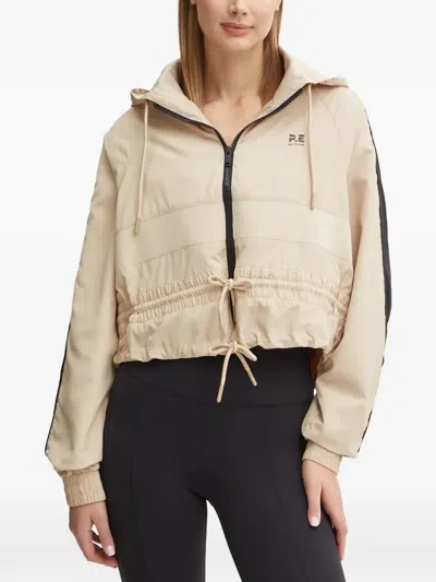 P.e Nation Hooded Drawstring Jacket In Neutral