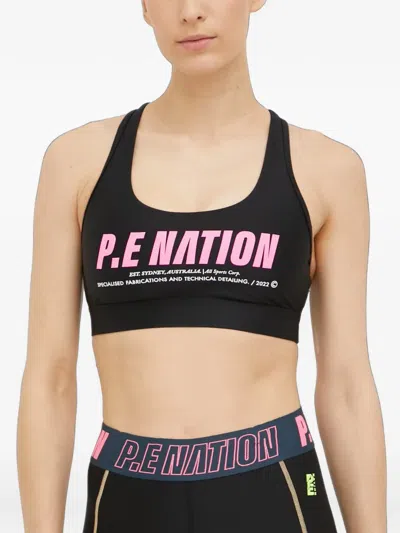 P.e Nation In Play Logo-print Sports Bra In Black