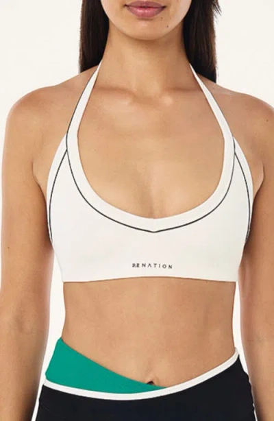 P.e Nation Layback Halter Rib Sports Bra In White