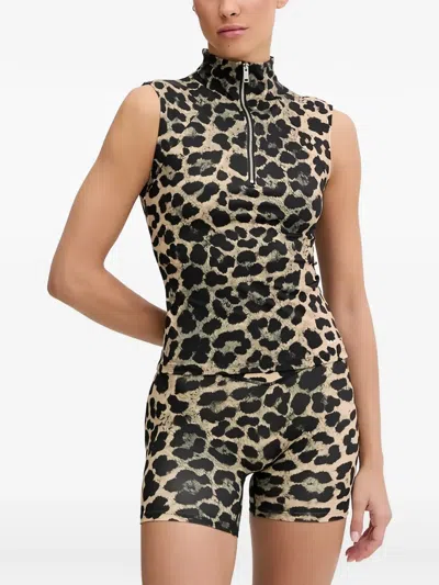 P.e Nation Leopard Zip-up Top In Multi