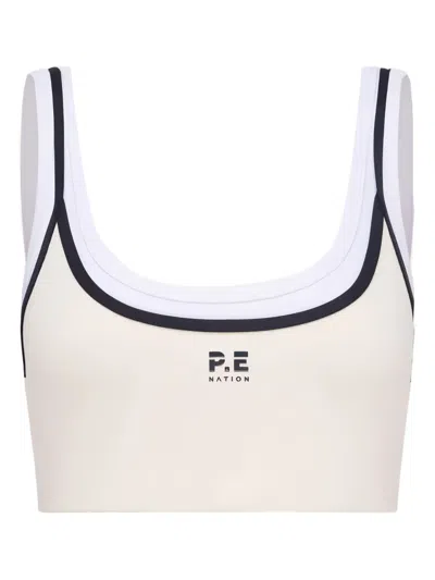 P.e Nation Logo Trim Crop Top In White