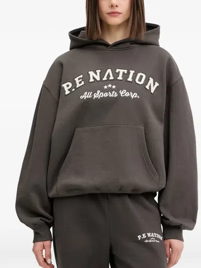 P.e Nation Logo-patch Pouch-pocket Hoodie In Gray
