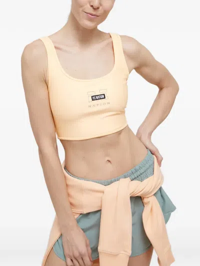 P.e Nation Logo-patch Sports Bra In Orange