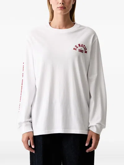 P.e Nation Logo-print Long-sleeve T-shirt In White