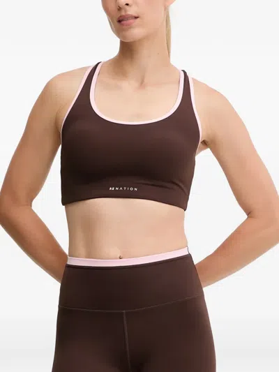 P.e Nation Logo-print Racerback Sports Bra In Brown