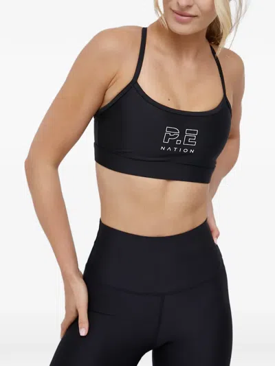 P.e Nation Logo-print Sports Bra In Black
