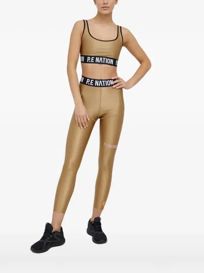 P.e Nation Logo-underband Sports Bra In Gold