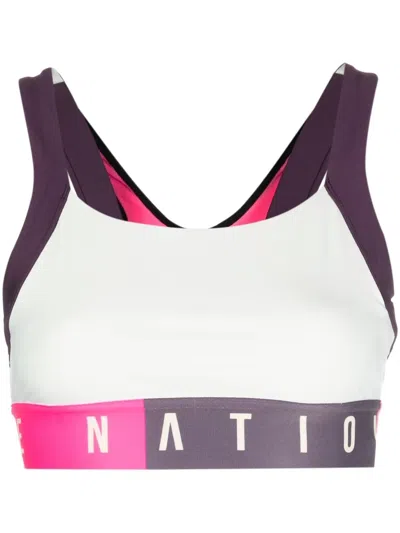 P.e Nation Motion Logo-band Sports Bra In Purple