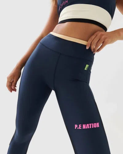 P.e Nation Outline Legging In Midnight Navy In Blue