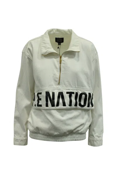 P.e Nation P. E Nation 1967 Pullover Sweater In White Denim In Green