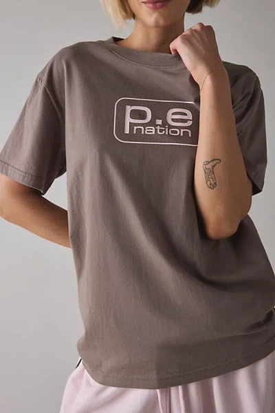 P.e Nation P. E Nation Flux Oversized Graphic Tee In Taupe, Women's At Urban Outfitters In Brown